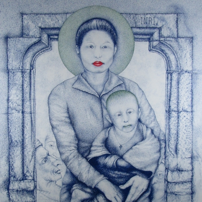 Maria, Oil Pastel, 100x100cm, 2019, Joey Schmidt-Muller